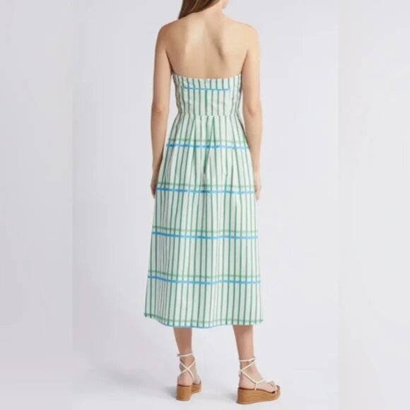 Du Paradis Marseille Stripe Strapless Fit & Flare Sundress Midi NWOT Size Small - Picture 2 of 9